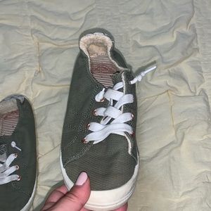 green slip on shoes